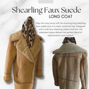 Shearling Faux Suede Long Coat – Camel Tan